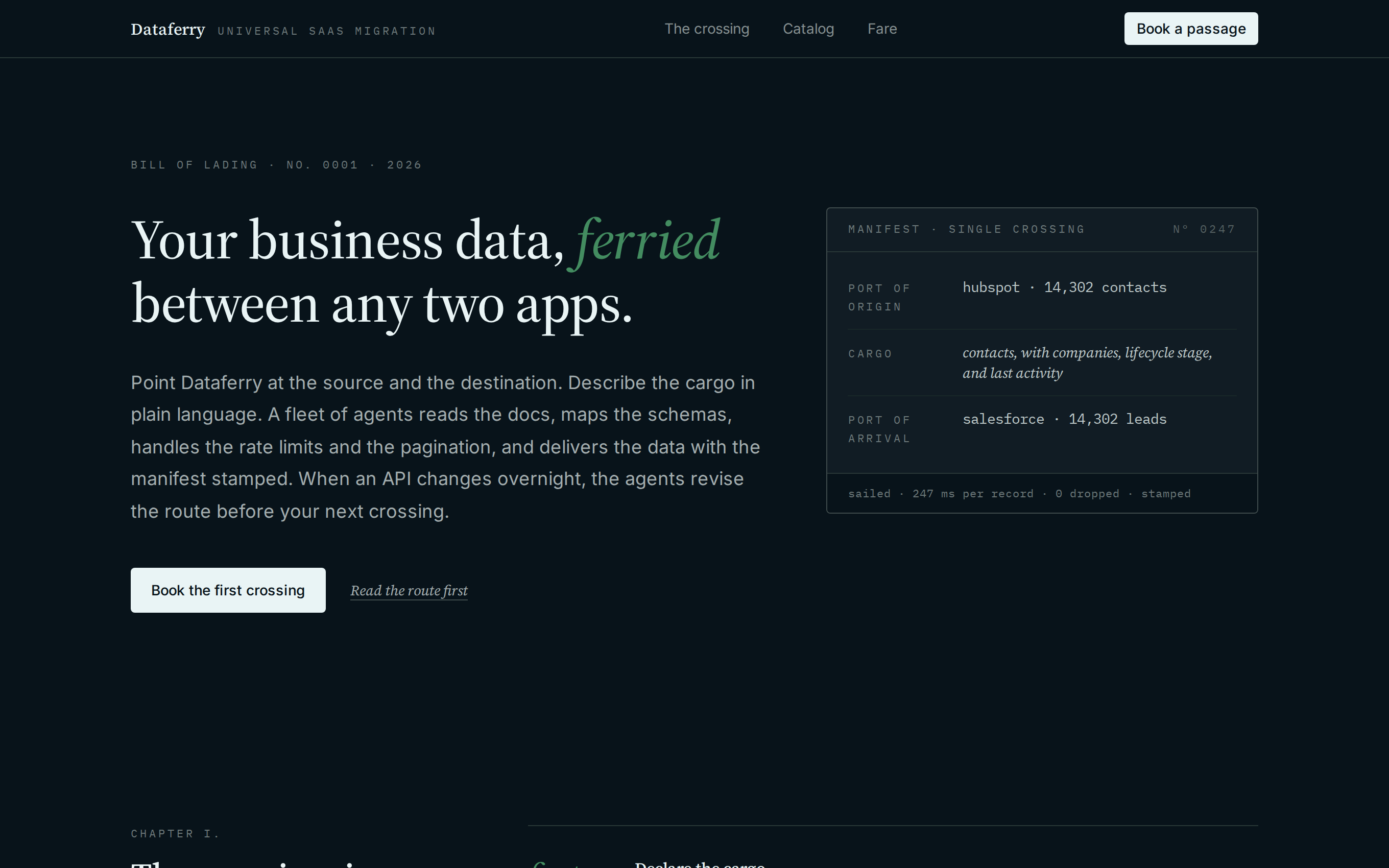 Dataferry landing page