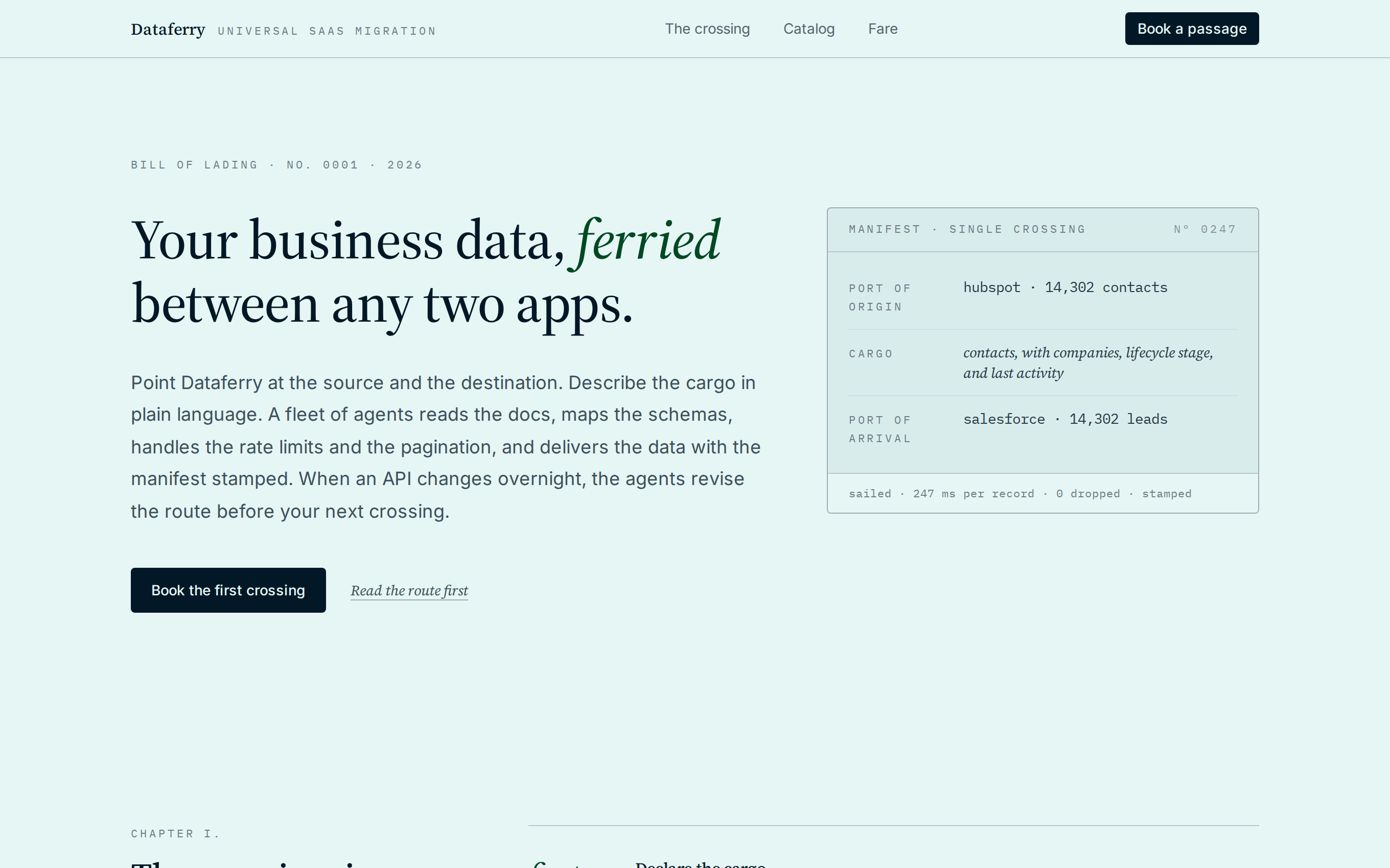 Dataferry landing page