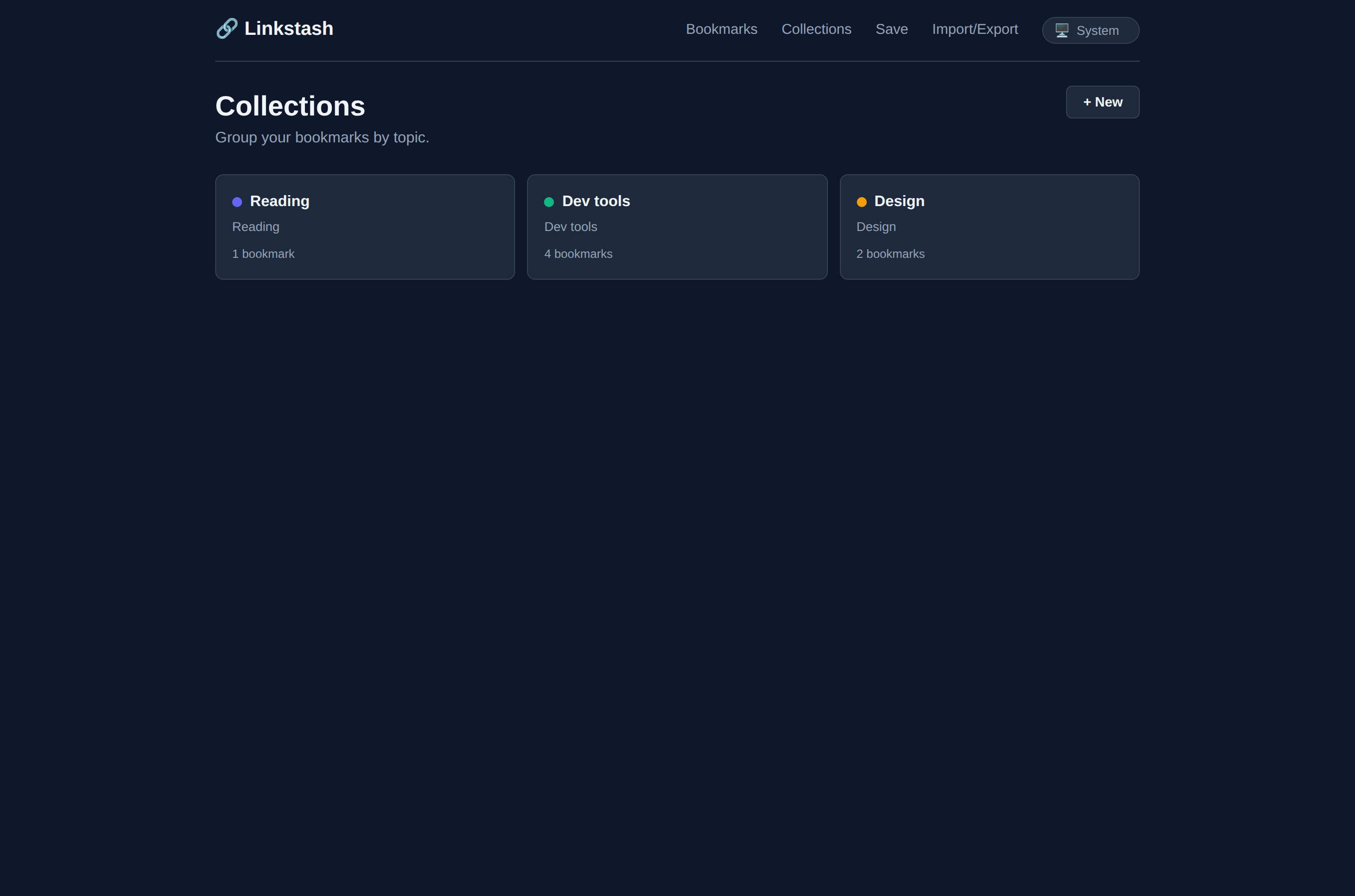Linkstash collections page