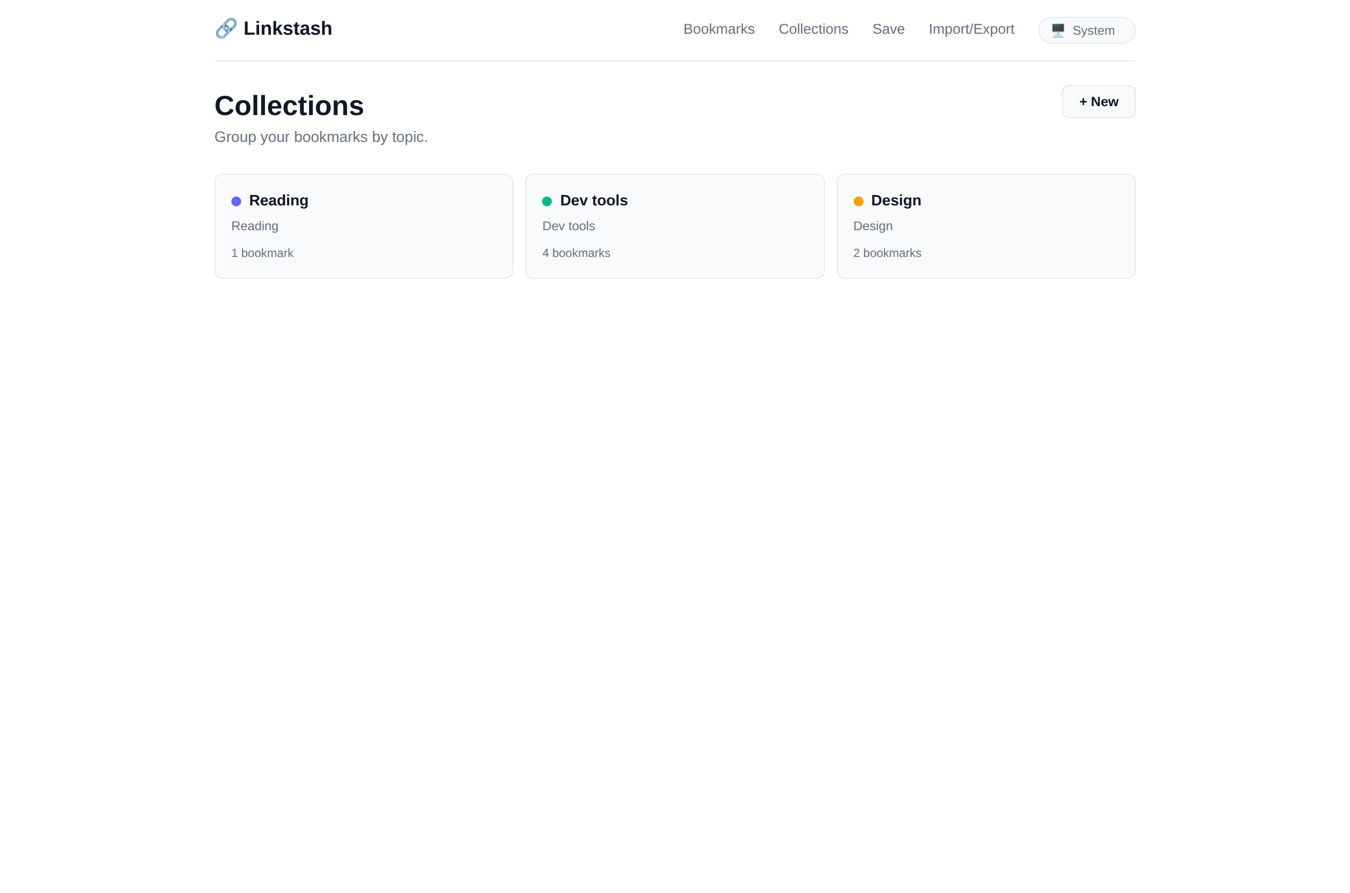 Linkstash collections page